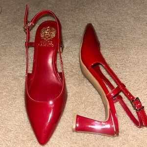 Red Patent Slingback Heels
